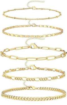 Ankle Bracelets for Women, 14k Gold Plated Waterproof