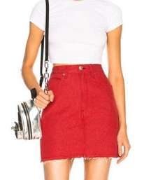 Rag & Bone Moss Red Denim Mini Skirt Size S