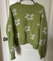 Retro Green Flower Sweater