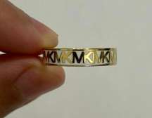 Gold-Tone Brass Logo Band Ring Size 8