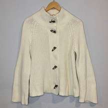 Talbots Petites cardigan sweater toggle front shaker knit winter white/ivory MP