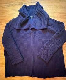 Talbots Petites Women’s 1XP Navy Blue Open Cardigan Chunky Cozy‎ Fall Sweater