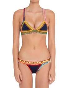 KIINI Swim Bottoms Tasmin Crocheted Bright Colored Bikini Top Size Large