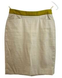 Loro Piana Pencil Skirt Womens Size EU 40 Cream Chartreuse Yellow