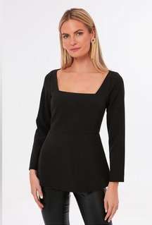 Tuckernuck Pomander Place Black Simone Peplum Minimalist Top XS