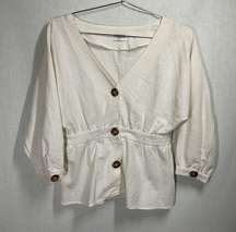 Harper New York Boho Linen Cream Jacket in Size Small