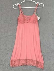 Marilyn Monroe Women's Pink Lace Trim V Neck Chemise Nightwear Adjustable Straps