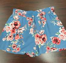 Floral Blue Dress Shorts