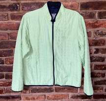 Oleg Cassini Sport Neon Green Quilted Full Zip Jacket Women's Size Large