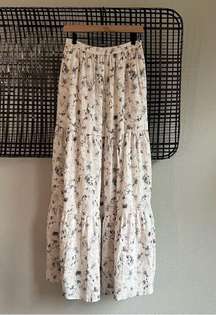 Nori Floral Tiered Linen Skirt