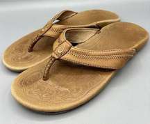 Olukai Haiku Brown Leather Women’s Sandals Flip Flops Thongs Size 40 / US 9