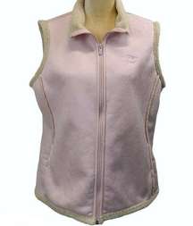 Big Dogs Women's Pink Faux Suede Vest with front Zipper and Side Pockets Size L