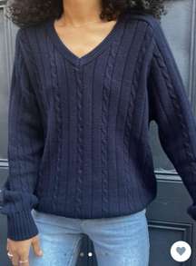 Ida Cotton Cable Knit V-Neck Sweater