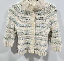 Cynthia Steffe S Confetti Cardigan Sweater Wool Angora Chunky Knit Striped