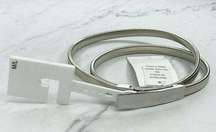 Silver Tone Coil Stretch Bar Buckle Cinch Belt Size Medium M