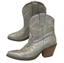 Dingo Primrose floral embroidery silver western snip toe boots SHELF 8035