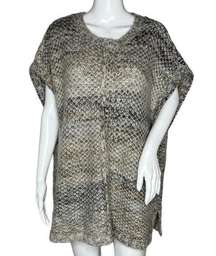 J. Jill Sweater Womens M/L Brown White Marled Poncho Oversized Casual Neutral