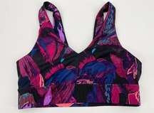 All In Motion Sports Bra Sz M Purple Pink Blue Abstract Print