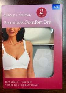 NIB Carole Hochman Seamless Comfort Bra 2-Pack, Soft Stretch, Wire-Free, XL