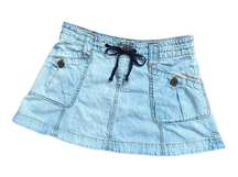 Vintage  Jeans Light-Washed Denim Drawstring Mini Skirt