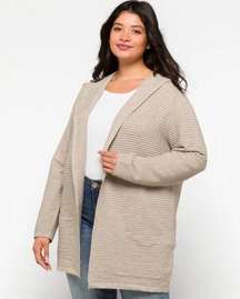 Stitch Fix Evolution By Cyrus Neutral Ribbed Knit Hooded Cardigan Size 3X