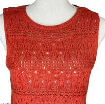 RD Style Crochet Tank Top Coral Peach  M