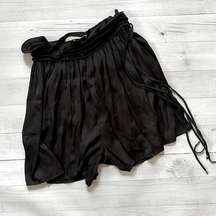 Halston Black Flowy Shorts with Ties XS