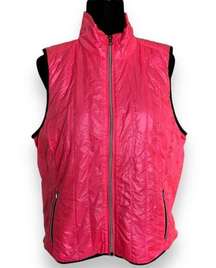 Lauren Ralph Active Womens Vest Size XL Neon Bermuda Pink Black Quilted NEW