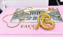 Authentic BALMAIN RARE Vintage 24kt G.P XL Cursive Letter B Necklace