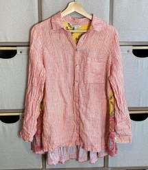 John Mark stripe button down mixed media