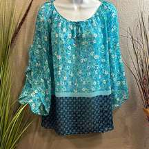 TACERA floral, sheer top size small