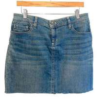 G.H. Bass & Co Womens Raw Cut Off Hem Pencil Denim Mini Skirt Blue Size 8