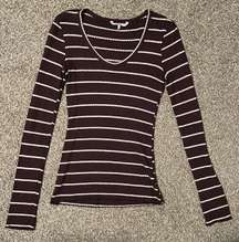 Striped V-Neck Henley