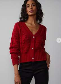 Red Cable Knit Cardigan