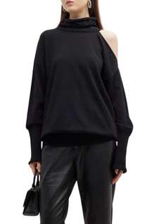 NWT Marella Indira Cold Shoulder‎ Black Turtleneck Sweater