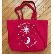 Astrology Leo Cancer Sun Moon Red Cotton Canvas Tote Bag