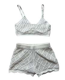 NWT! Cream Chenille Crochet  Bralette & Shorts Set