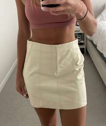 Cream Leather Skirt