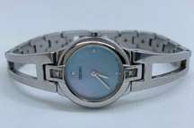 Vintage Seiko 19mm Women's  Diamonds Pearl tone Dial 1N00-0GN0 6” w/battery