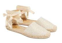 J. Crew D'Orsay lace-up espadrilles Beige Gold 
Item AX839 Size 6.5 NWT