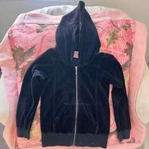 y2k vintage black velour zip up track jacket