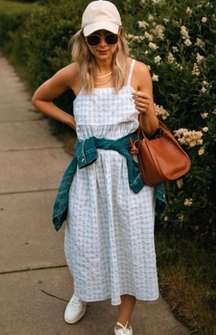 Summertime Cami Midi Dress in Seersucker Gingham