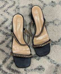 Black and Gold Chain Sandals