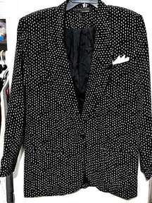 Vintage 90s St. Gillian Kay Unger Silk Blazer Jacket Black Flecked Size 8