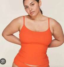 Andie NEW Longline Ribbed Tank Orange XS Swim Top Tankini Resortwear Vacation