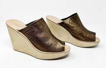 [Rachel Comey] Moon Wedge Platform Sandals Slides Lea Bronze Leather NWT Sz 10