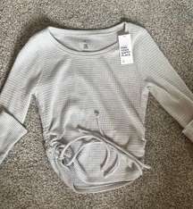 long sleeve waffle cropped top