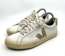 Esplar White and Gold Leather Sneakers Women's 7 US