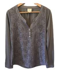 Belle du Jour Gray Lace Detail Top Shirt