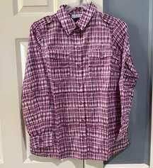 Women’s Size XXS  Purple Shibori Button Down Long Sleeve Shirt